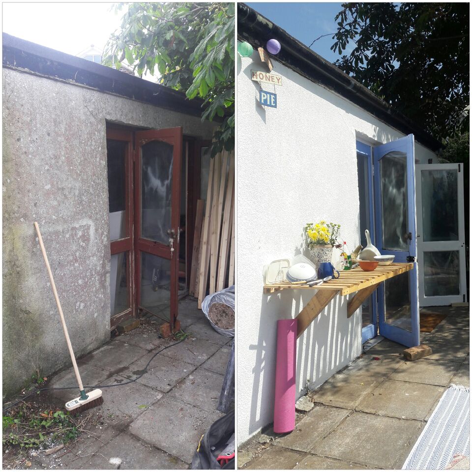 Before and after outside